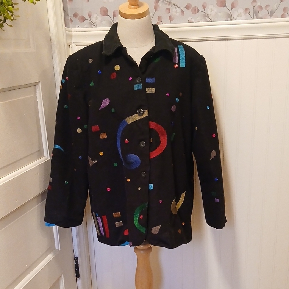 Anage Black Jacket with Colorful Accents